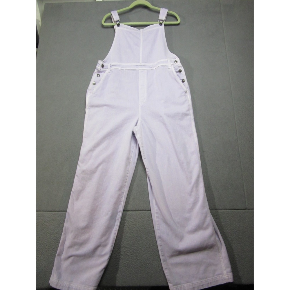Aerie Bib Overalls Women XL Purple Excellent Wide Leg Denim Buckle Casual